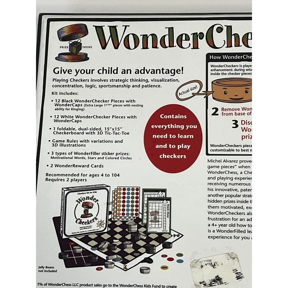 WonderCheckers Checkers Kit for Kids Prize Fillable Pieces 3D NEW‎